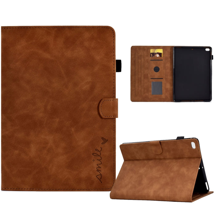Estuche inteligente de cuero para tableta con tapa y sonrisa en relieve, For iPad 10.2 / Air 10.5 2019, For iPad Air 2022 / 2020 10.9, For iPad mini 2024 / mini 6, For iPad 9.7 2018&2017 / Air 2 / Air, For iPad mini 5/4/3/2/1