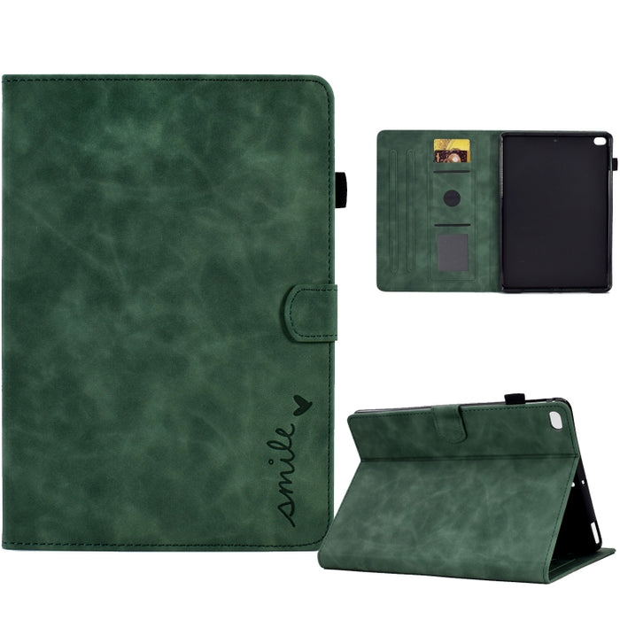 Estuche inteligente de cuero para tableta con tapa y sonrisa en relieve, For iPad 10.2 / Air 10.5 2019, For iPad Air 2022 / 2020 10.9, For iPad mini 2024 / mini 6, For iPad 9.7 2018&2017 / Air 2 / Air, For iPad mini 5/4/3/2/1