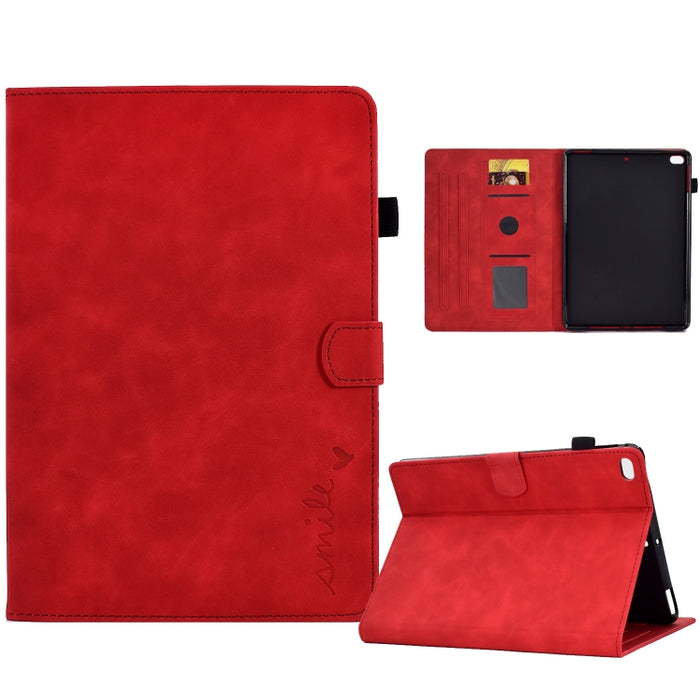 Estuche inteligente de cuero para tableta con tapa y sonrisa en relieve, For iPad 10.2 / Air 10.5 2019, For iPad Air 2022 / 2020 10.9, For iPad mini 2024 / mini 6, For iPad 9.7 2018&2017 / Air 2 / Air, For iPad mini 5/4/3/2/1
