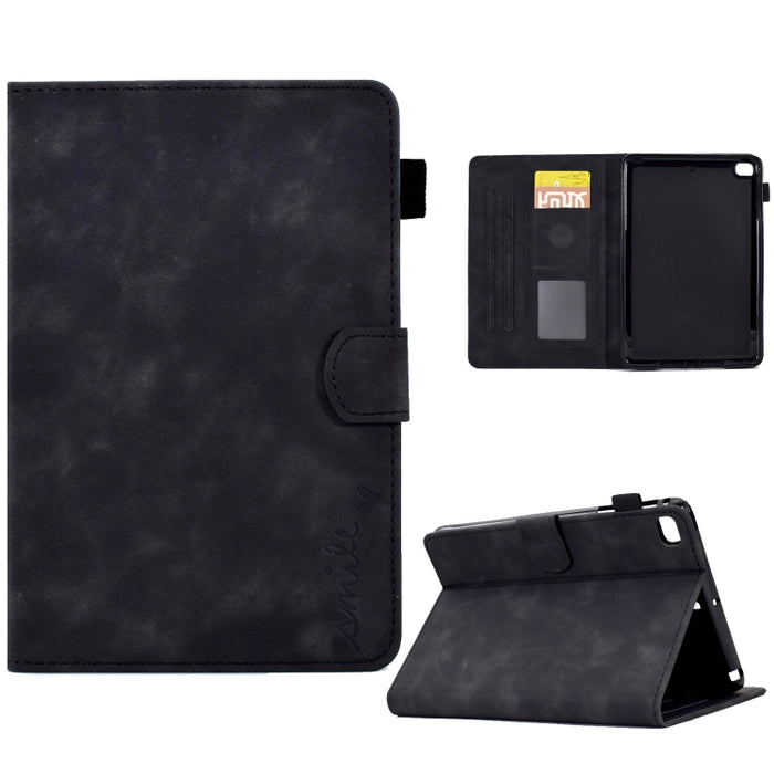 Estuche inteligente de cuero para tableta con tapa y sonrisa en relieve, For iPad 10.2 / Air 10.5 2019, For iPad Air 2022 / 2020 10.9, For iPad mini 2024 / mini 6, For iPad 9.7 2018&2017 / Air 2 / Air, For iPad mini 5/4/3/2/1