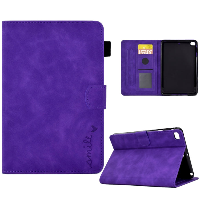 Estuche inteligente de cuero para tableta con tapa y sonrisa en relieve, For iPad 10.2 / Air 10.5 2019, For iPad Air 2022 / 2020 10.9, For iPad mini 2024 / mini 6, For iPad 9.7 2018&2017 / Air 2 / Air, For iPad mini 5/4/3/2/1