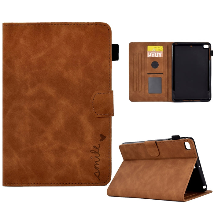 Estuche inteligente de cuero para tableta con tapa y sonrisa en relieve, For iPad 10.2 / Air 10.5 2019, For iPad Air 2022 / 2020 10.9, For iPad mini 2024 / mini 6, For iPad 9.7 2018&2017 / Air 2 / Air, For iPad mini 5/4/3/2/1