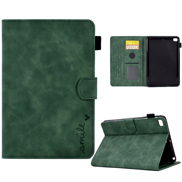 Estuche inteligente de cuero para tableta con tapa y sonrisa en relieve, For iPad 10.2 / Air 10.5 2019, For iPad Air 2022 / 2020 10.9, For iPad mini 2024 / mini 6, For iPad 9.7 2018&2017 / Air 2 / Air, For iPad mini 5/4/3/2/1