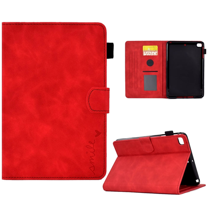 Estuche inteligente de cuero para tableta con tapa y sonrisa en relieve, For iPad 10.2 / Air 10.5 2019, For iPad Air 2022 / 2020 10.9, For iPad mini 2024 / mini 6, For iPad 9.7 2018&2017 / Air 2 / Air, For iPad mini 5/4/3/2/1
