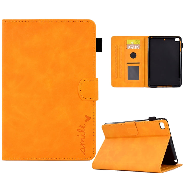 Estuche inteligente de cuero para tableta con tapa y sonrisa en relieve, For iPad 10.2 / Air 10.5 2019, For iPad Air 2022 / 2020 10.9, For iPad mini 2024 / mini 6, For iPad 9.7 2018&2017 / Air 2 / Air, For iPad mini 5/4/3/2/1
