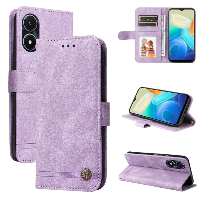 Skin Feel Life Tree Funda de piel para teléfono con botón de metal, For vivo Y02s, For vivo Y75 4G / S10e, For vivo Y77 5G, For Xiaomi Poco C40, For Xiaomi Poco M4 5G
