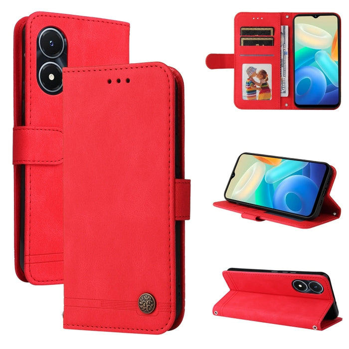 Skin Feel Life Tree Funda de piel para teléfono con botón de metal, For vivo Y02s, For vivo Y75 4G / S10e, For vivo Y77 5G, For Xiaomi Poco C40, For Xiaomi Poco M4 5G