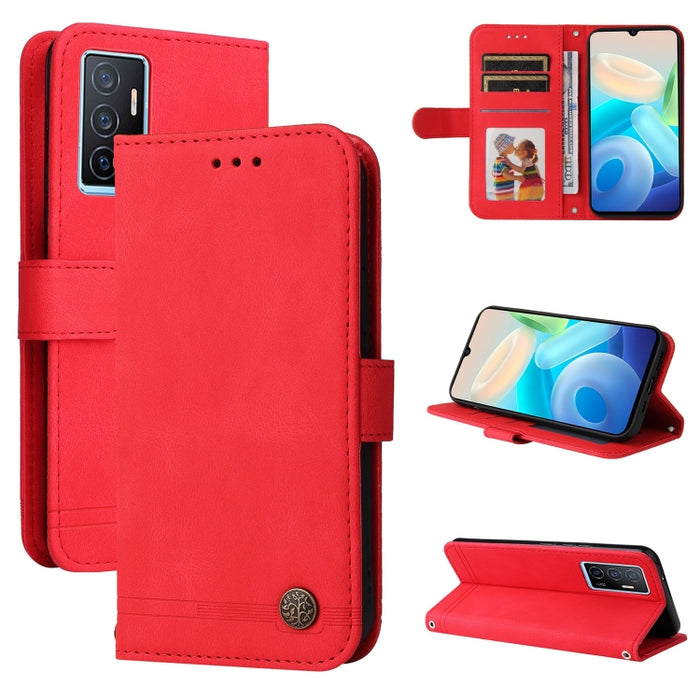 Skin Feel Life Tree Funda de piel para teléfono con botón de metal, For vivo Y02s, For vivo Y75 4G / S10e, For vivo Y77 5G, For Xiaomi Poco C40, For Xiaomi Poco M4 5G