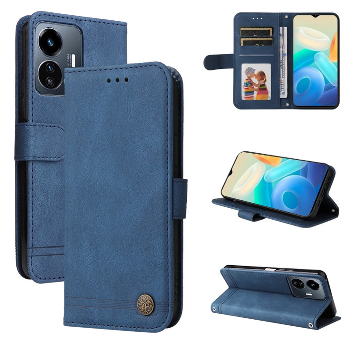 Skin Feel Life Tree Funda de piel para teléfono con botón de metal, For vivo Y02s, For vivo Y75 4G / S10e, For vivo Y77 5G, For Xiaomi Poco C40, For Xiaomi Poco M4 5G