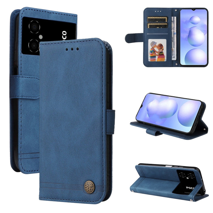 Skin Feel Life Tree Funda de piel para teléfono con botón de metal, For vivo Y02s, For vivo Y75 4G / S10e, For vivo Y77 5G, For Xiaomi Poco C40, For Xiaomi Poco M4 5G
