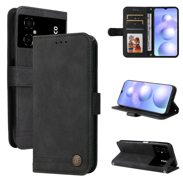 Skin Feel Life Tree Funda de piel para teléfono con botón de metal, For vivo Y02s, For vivo Y75 4G / S10e, For vivo Y77 5G, For Xiaomi Poco C40, For Xiaomi Poco M4 5G