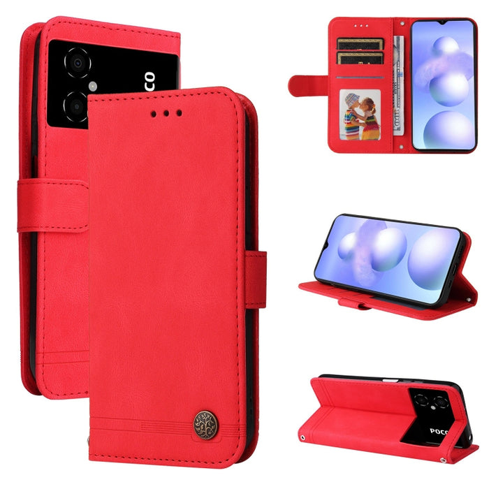 Skin Feel Life Tree Funda de piel para teléfono con botón de metal, For vivo Y02s, For vivo Y75 4G / S10e, For vivo Y77 5G, For Xiaomi Poco C40, For Xiaomi Poco M4 5G