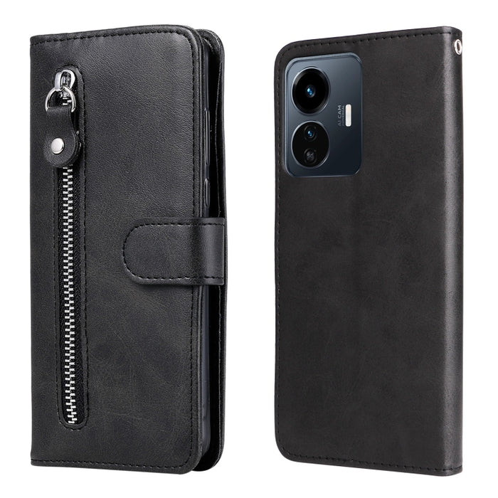 Estuche para teléfono de cuero con cremallera y textura de becerro, For vivo Y02s, For vivo Y75 4G / S10e, For vivo Y77 5G, For Xiaomi Poco C40, For Xiaomi Poco M4 5G