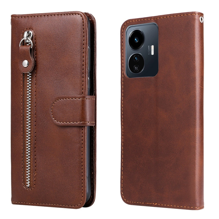 Estuche para teléfono de cuero con cremallera y textura de becerro, For vivo Y02s, For vivo Y75 4G / S10e, For vivo Y77 5G, For Xiaomi Poco C40, For Xiaomi Poco M4 5G
