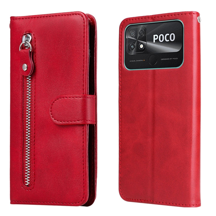 Estuche para teléfono de cuero con cremallera y textura de becerro, For vivo Y02s, For vivo Y75 4G / S10e, For vivo Y77 5G, For Xiaomi Poco C40, For Xiaomi Poco M4 5G