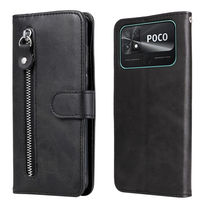 Estuche para teléfono de cuero con cremallera y textura de becerro, For vivo Y02s, For vivo Y75 4G / S10e, For vivo Y77 5G, For Xiaomi Poco C40, For Xiaomi Poco M4 5G