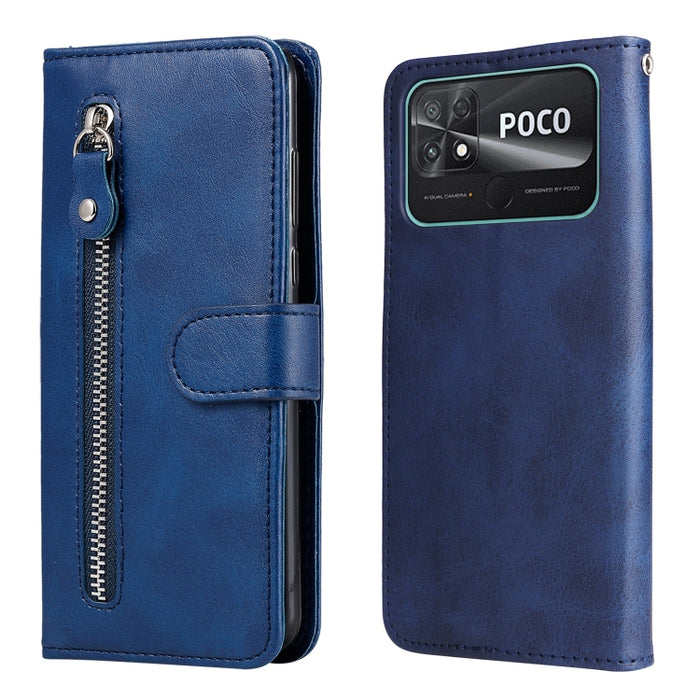 Estuche para teléfono de cuero con cremallera y textura de becerro, For vivo Y02s, For vivo Y75 4G / S10e, For vivo Y77 5G, For Xiaomi Poco C40, For Xiaomi Poco M4 5G