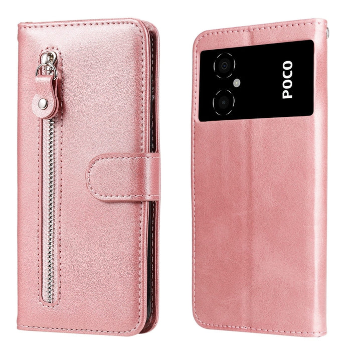 Estuche para teléfono de cuero con cremallera y textura de becerro, For vivo Y02s, For vivo Y75 4G / S10e, For vivo Y77 5G, For Xiaomi Poco C40, For Xiaomi Poco M4 5G