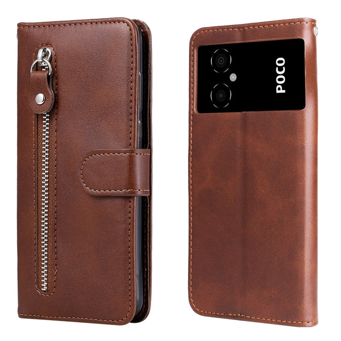 Estuche para teléfono de cuero con cremallera y textura de becerro, For vivo Y02s, For vivo Y75 4G / S10e, For vivo Y77 5G, For Xiaomi Poco C40, For Xiaomi Poco M4 5G