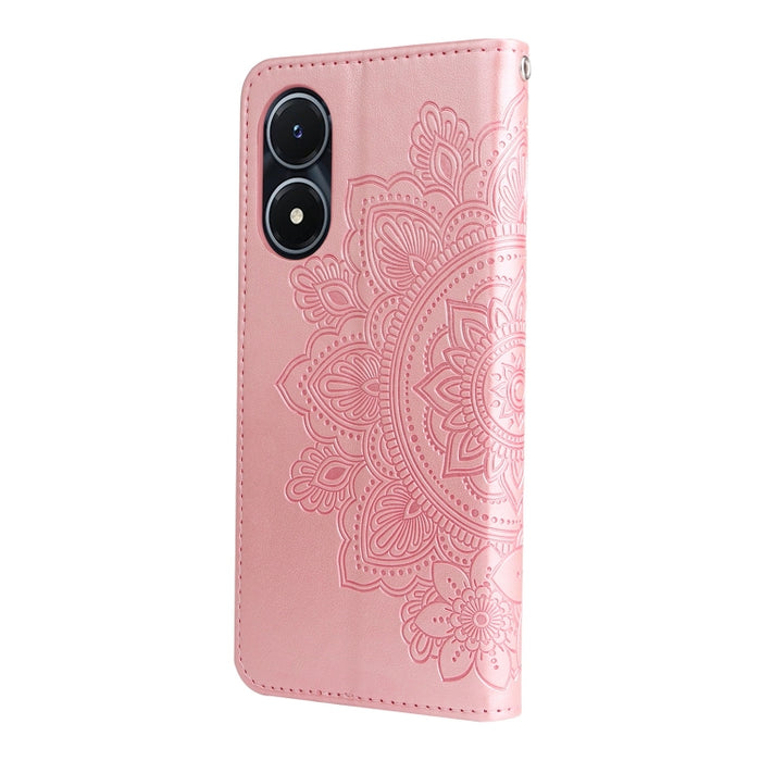 Estuche para teléfono de cuero con estampado de flores de 7 pétalos, For vivo Y02s, For vivo Y75 4G / S10e, For vivo Y77 5G, For Xiaomi Poco C40, For Xiaomi Poco M4 5G