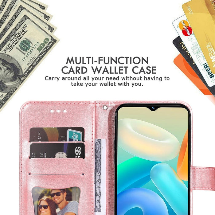 Estuche para teléfono de cuero con estampado de flores de 7 pétalos, For vivo Y02s, For vivo Y75 4G / S10e, For vivo Y77 5G, For Xiaomi Poco C40, For Xiaomi Poco M4 5G
