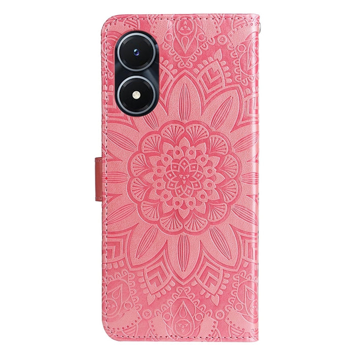 Estuche para teléfono de cuero con estampado de girasol en relieve, For vivo Y02s, For vivo Y75 4G / S10e, For vivo Y77 5G, For Xiaomi Poco C40, For Xiaomi Poco M4 5G