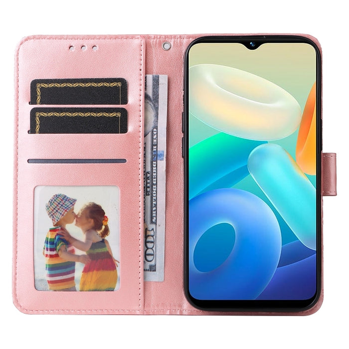 Estuche para teléfono de cuero con estampado de girasol en relieve, For vivo Y02s, For vivo Y75 4G / S10e, For vivo Y77 5G, For Xiaomi Poco C40, For Xiaomi Poco M4 5G