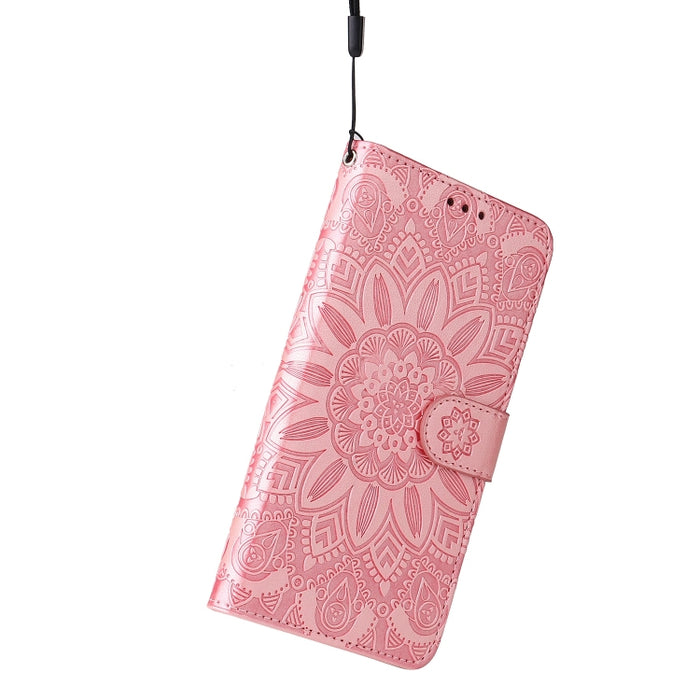 Estuche para teléfono de cuero con estampado de girasol en relieve, For vivo Y02s, For vivo Y75 4G / S10e, For vivo Y77 5G, For Xiaomi Poco C40, For Xiaomi Poco M4 5G