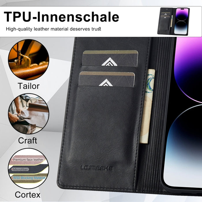 LC.IMEEKE RFID Funda de cuero antirrobo para teléfono, For iPhone 14 Pro, For iPhone 14 Pro Max, For iPhone 12 Pro/12, For iPhone 12 Pro Max, For Samsung Galaxy A53 5G