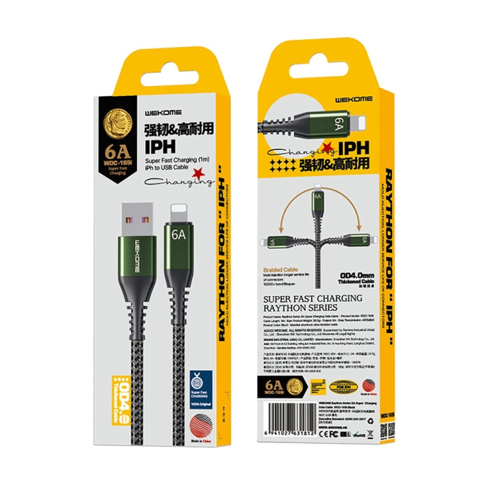 WEKOME WDC-169I Raython Series 6A USB a cable de datos de carga rápida de 8 pines