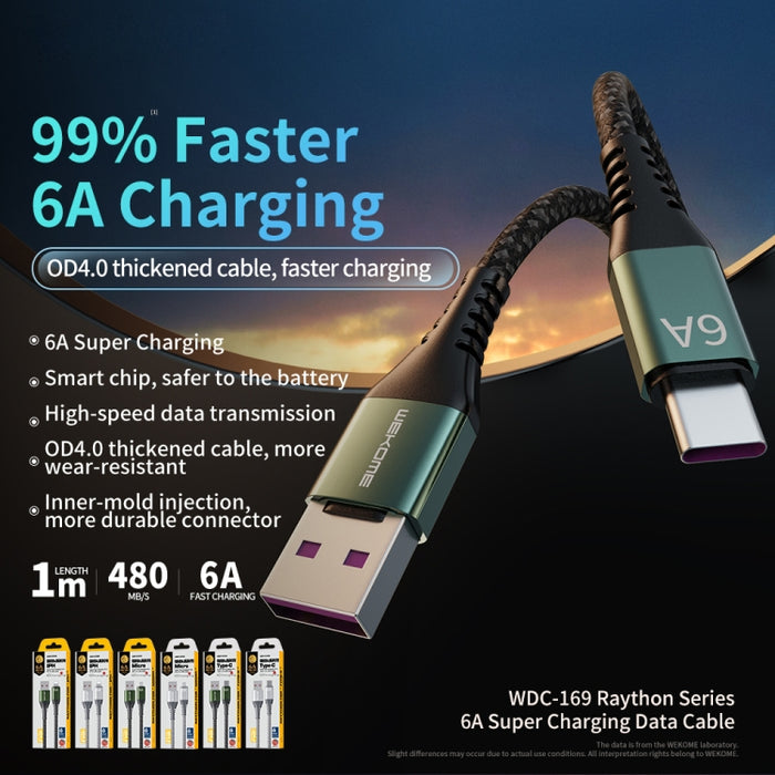 WEKOME WDC-169I Raython Series 6A USB a cable de datos de carga rápida de 8 pines