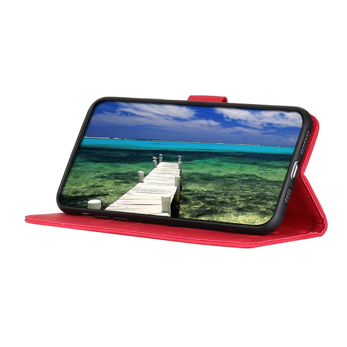 KHAZNEH Estuche para teléfono de cuero con tapa horizontal de textura retro, For Xiaomi Poco M4 5G/M5 5G