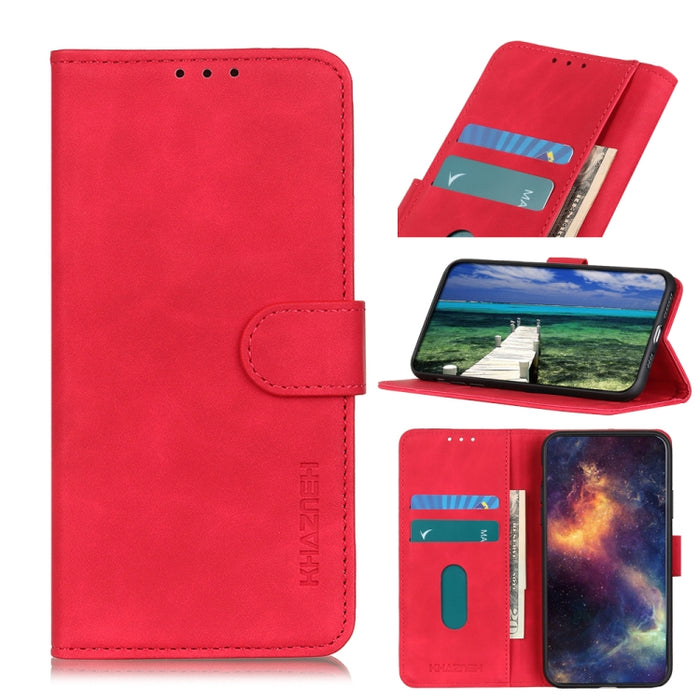 KHAZNEH Estuche para teléfono de cuero con tapa horizontal de textura retro, For Xiaomi Poco M4 5G/M5 5G