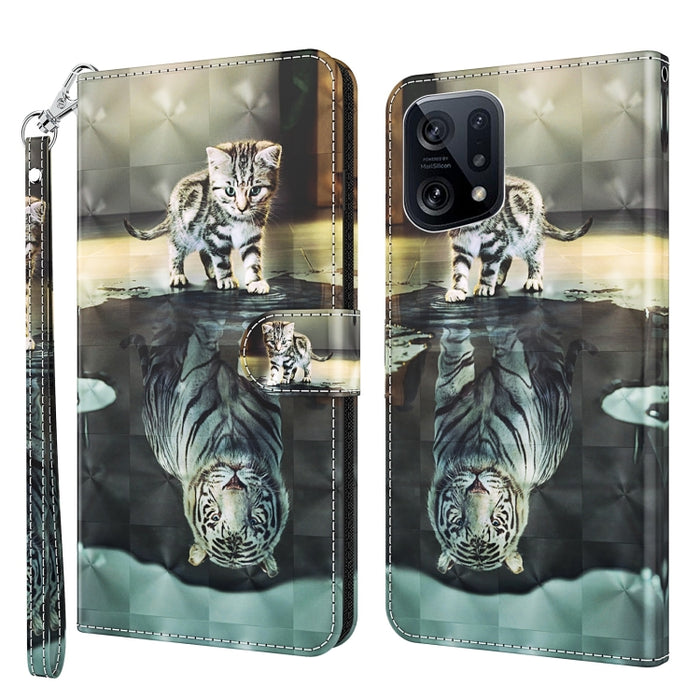 Patrón de pintura 3D TPU + funda de teléfono de cuero PU, For OPPO Find X5, For OPPO Find X5 Pro, For OPPO Reno7 5G/Find X5 Lite, For vivo Y72 5G, For Xiaomi Redmi 10A, For Xiaomi Poco M4 5G/Redmi 10 5G, For Xiaomi 12 Lite 4G/5G