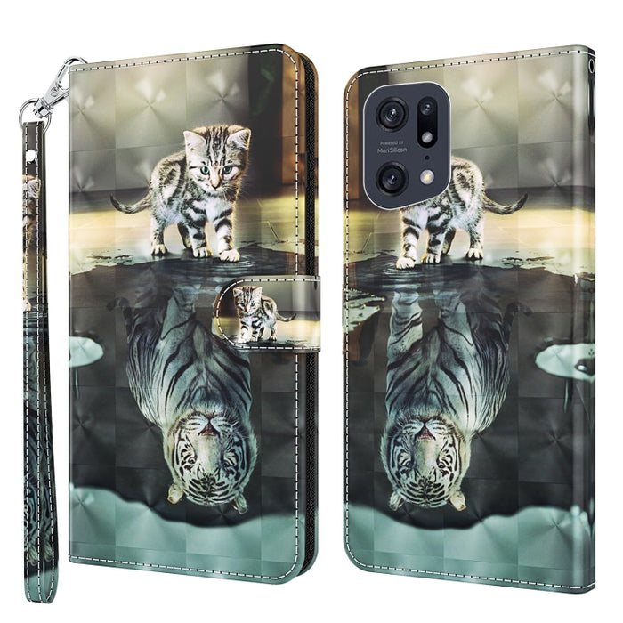 Patrón de pintura 3D TPU + funda de teléfono de cuero PU, For OPPO Find X5, For OPPO Find X5 Pro, For OPPO Reno7 5G/Find X5 Lite, For vivo Y72 5G, For Xiaomi Redmi 10A, For Xiaomi Poco M4 5G/Redmi 10 5G, For Xiaomi 12 Lite 4G/5G