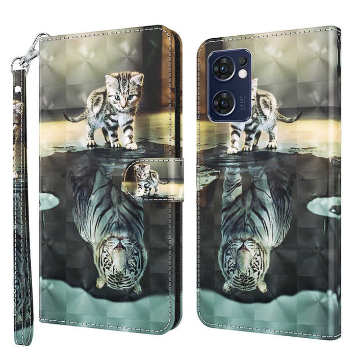 Patrón de pintura 3D TPU + funda de teléfono de cuero PU, For OPPO Find X5, For OPPO Find X5 Pro, For OPPO Reno7 5G/Find X5 Lite, For vivo Y72 5G, For Xiaomi Redmi 10A, For Xiaomi Poco M4 5G/Redmi 10 5G, For Xiaomi 12 Lite 4G/5G