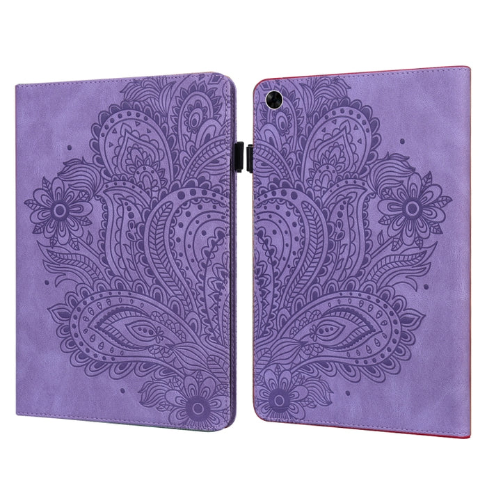 Estuche para tableta de cuero con estampado de pavo real en relieve, For Xiaomi Redmi Pad 10.61 2022, For Nokia T10, For Amazon Kindle Fire 7 2022