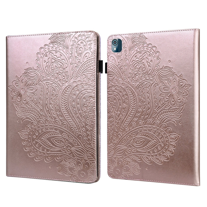 Estuche para tableta de cuero con estampado de pavo real en relieve, For Xiaomi Redmi Pad 10.61 2022, For Nokia T10, For Amazon Kindle Fire 7 2022