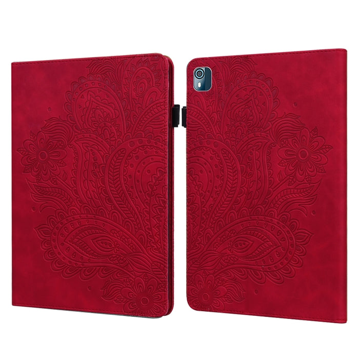 Estuche para tableta de cuero con estampado de pavo real en relieve, For Xiaomi Redmi Pad 10.61 2022, For Nokia T10, For Amazon Kindle Fire 7 2022