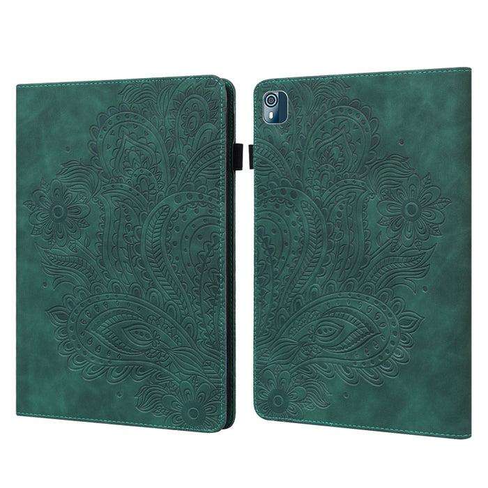Estuche para tableta de cuero con estampado de pavo real en relieve, For Xiaomi Redmi Pad 10.61 2022, For Nokia T10, For Amazon Kindle Fire 7 2022