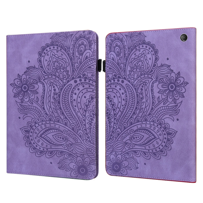 Estuche para tableta de cuero con estampado de pavo real en relieve, For Xiaomi Redmi Pad 10.61 2022, For Nokia T10, For Amazon Kindle Fire 7 2022