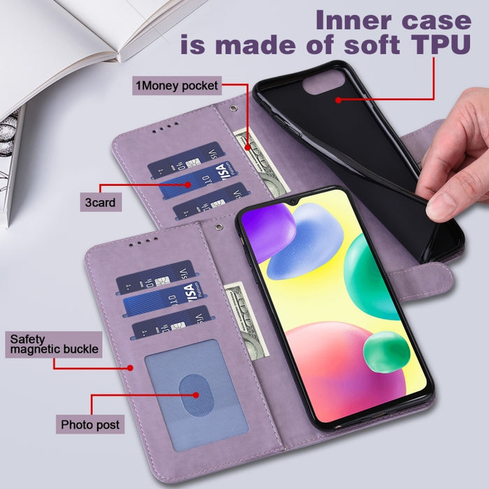 Estuche para teléfono de cuero con tapa prensada con patrón de árbol y ciervo, For Xiaomi Redmi 10A, For Sony Xperia 10 IV