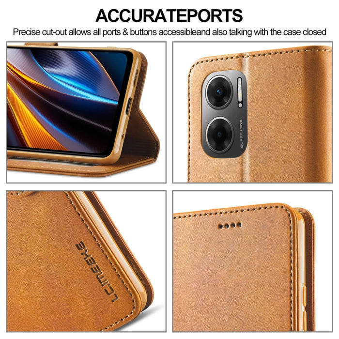 LC.IMEEKE Estuche para teléfono de cuero con textura de becerro, For Xiaomi Redmi 10 5G, For Xiaomi Poco M5, For Xiaomi Poco M4 5G, For Xiaomi Redmi Note 11E 5G, For Xiaomi Redmi 10 Prime＋5G, For Xiaomi Redmi 11 Prime 5G