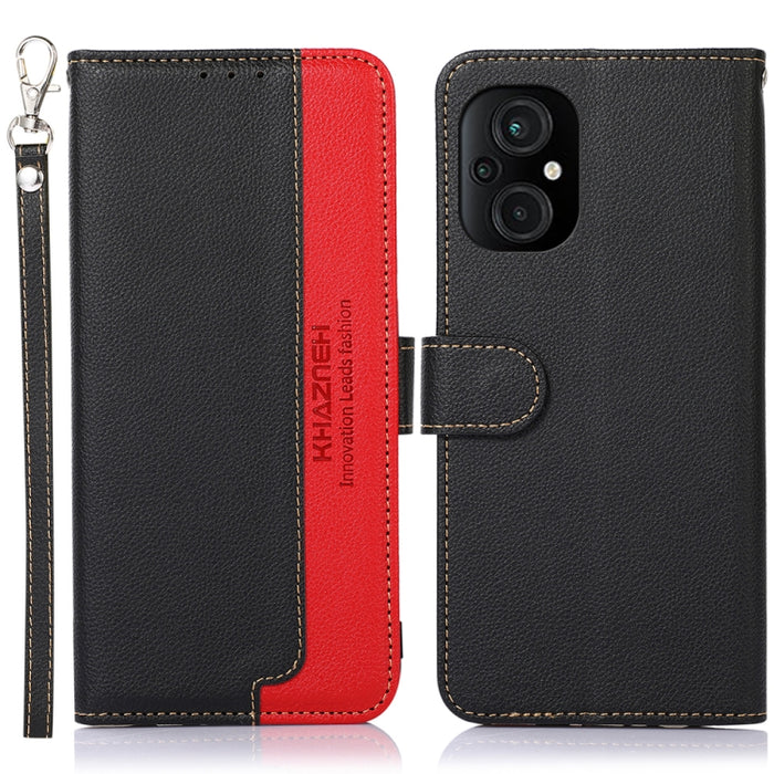 KHAZNEH Estuche para teléfono RFID de cuero con textura de litchi, For Xiaomi Poco M4 5G, For Xiaomi Poco M5 5G / 4G
