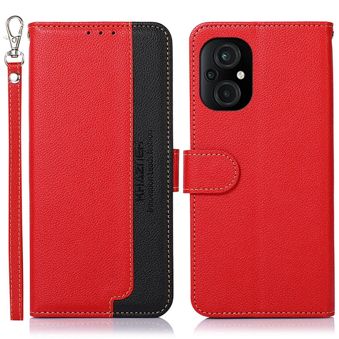 KHAZNEH Estuche para teléfono RFID de cuero con textura de litchi, For Xiaomi Poco M4 5G, For Xiaomi Poco M5 5G / 4G