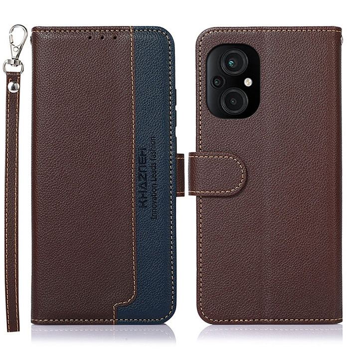 KHAZNEH Estuche para teléfono RFID de cuero con textura de litchi, For Xiaomi Poco M4 5G, For Xiaomi Poco M5 5G / 4G