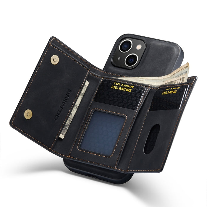 DG.MING M1 Series Estuche de cuero con billetera para múltiples tarjetas de 3 pliegues