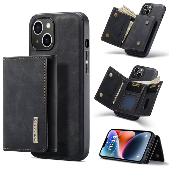 DG.MING M1 Series Estuche de cuero con billetera para múltiples tarjetas de 3 pliegues