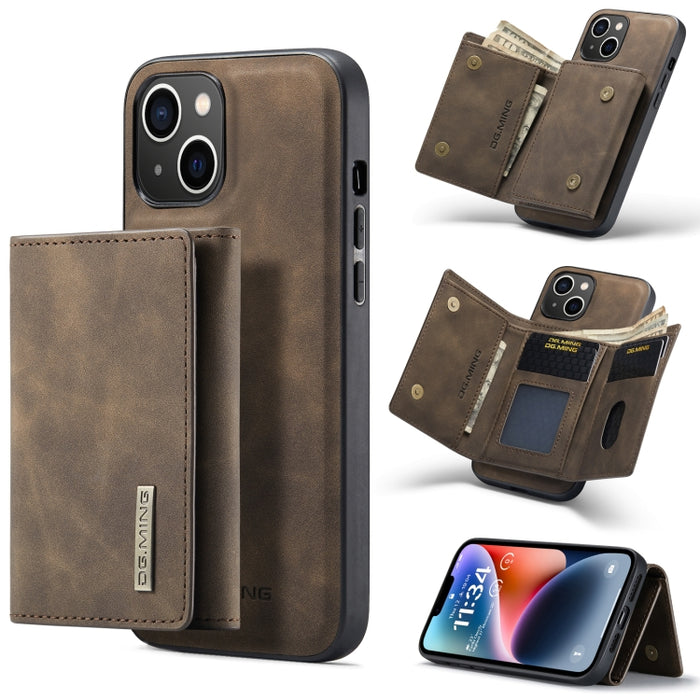 DG.MING M1 Series Estuche de cuero con billetera para múltiples tarjetas de 3 pliegues