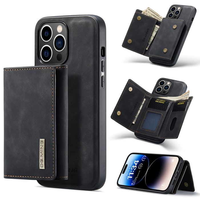 DG.MING M1 Series Estuche de cuero con billetera para múltiples tarjetas de 3 pliegues
